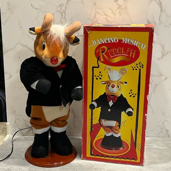 1977 Lighted Motionette Rudolph The Red Nosed Reindeer Dancing Musical RARE +Box - Picture 3 of 16